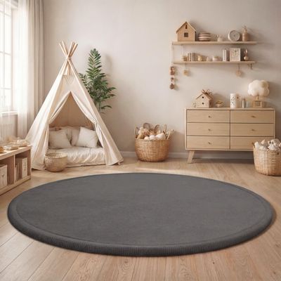 Paco Home Kids' Room Rug, Round, 200 cm, Gray
