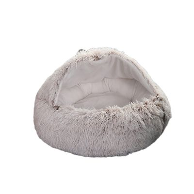 Pet Tent Cat Bed, Plush Donut Bed with Non-Slip Base