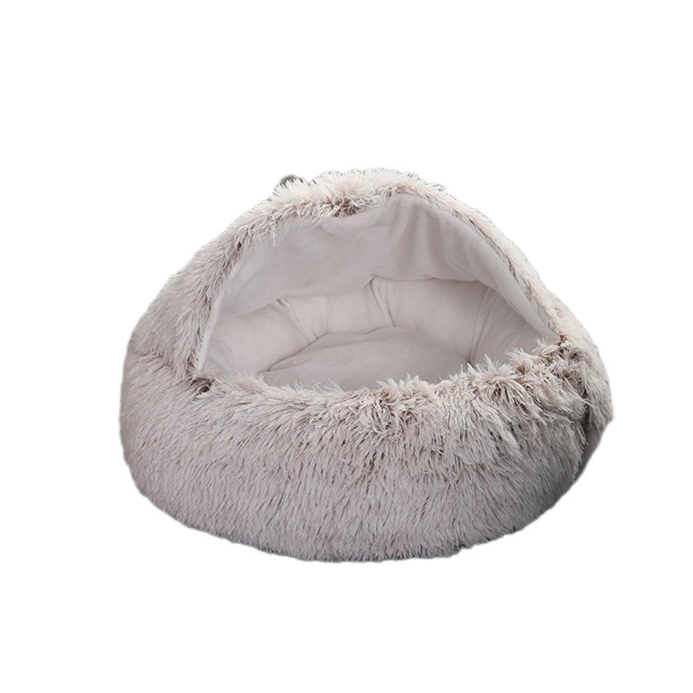 Pet Tent Cat Bed, Plush Donut Bed with Non-Slip Base