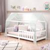 IDIMEX NINA House Bed, Children's Bed with Safety Rail, 90 x 200 cm, Solid Wood, White view 1
