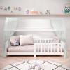 IDIMEX NINA House Bed, Children's Bed with Safety Rail, 90 x 200 cm, Solid Wood, White view 2