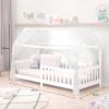 IDIMEX NINA House Bed, Children's Bed with Safety Rail, 90 x 200 cm, Solid Wood, White view 3