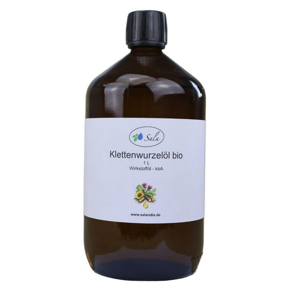 Sala Organic Burdock Root Active Oil Arctium lappa 1 L, 1000 ml Glass Bottle