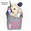 New Baby Gift Basket – Hello Baby! Clouds and Baby Motif – Felt – Removable Handle – Organizer – Baby Shower (No Name, Neutral Pink/Rose Ombre) view 2