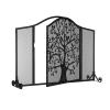 Fire Guard Fireplace Safety Gate with Door, Freestanding Solid Steel Spark Guard, Black, 100 x 30 x 80 cm view 1