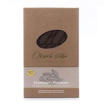 Oberhöller Dark Chocolate, 100 g – 90% Cocoa, GMO-Free, No Preservatives, Bean-to-Bar, Made in South Tyrol