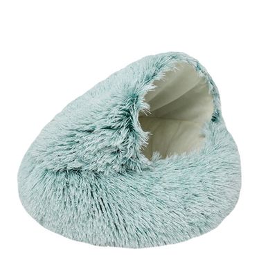 Plush Pet Bed for Small Cats and Dogs, 2-in-1 Cave Bed with Non-Slip Bottom