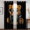 BOVZOX Curtains, 2 Panels, 140 W x 175 H cm, Blackout, Yellow Animal Print view 1