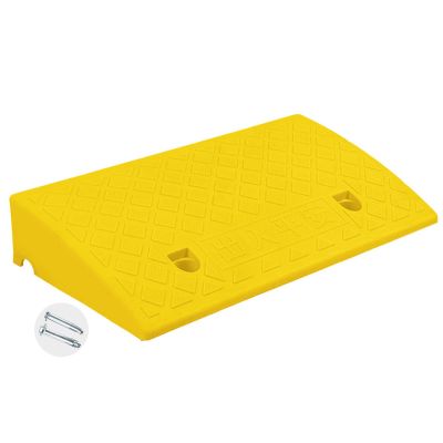MFFIRE Portable Curb Ramp for Cars and Wheelchairs, 1-Piece Curb Ramp with Textured Surface, for Curbs, Garages, Loading Areas or Driveways, Yellow, 50 x 27 x 11 cm