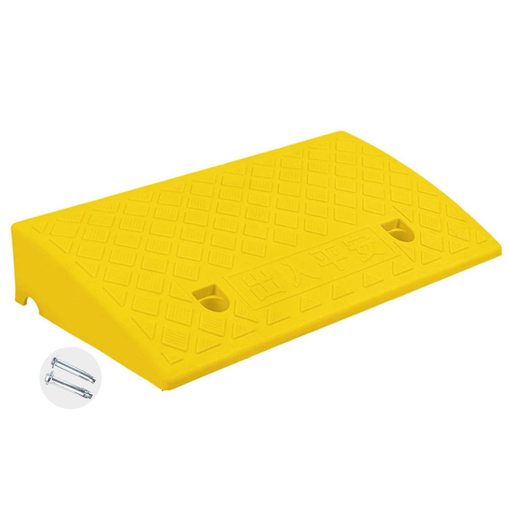 MFFIRE Portable Curb Ramp for Cars and Wheelchairs, 1-Piece Curb Ramp with Textured Surface, for Curbs, Garages, Loading Areas or Driveways, Yellow, 50 x 27 x 11 cm