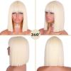Synthetic Blonde Bob Wig with Bangs, 11-Inch Heat-Resistant view 3