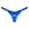 Hedmy Women's Low-Rise Glossy Leather-Look Hot Pants Thong, Royal Blue, XL view 2