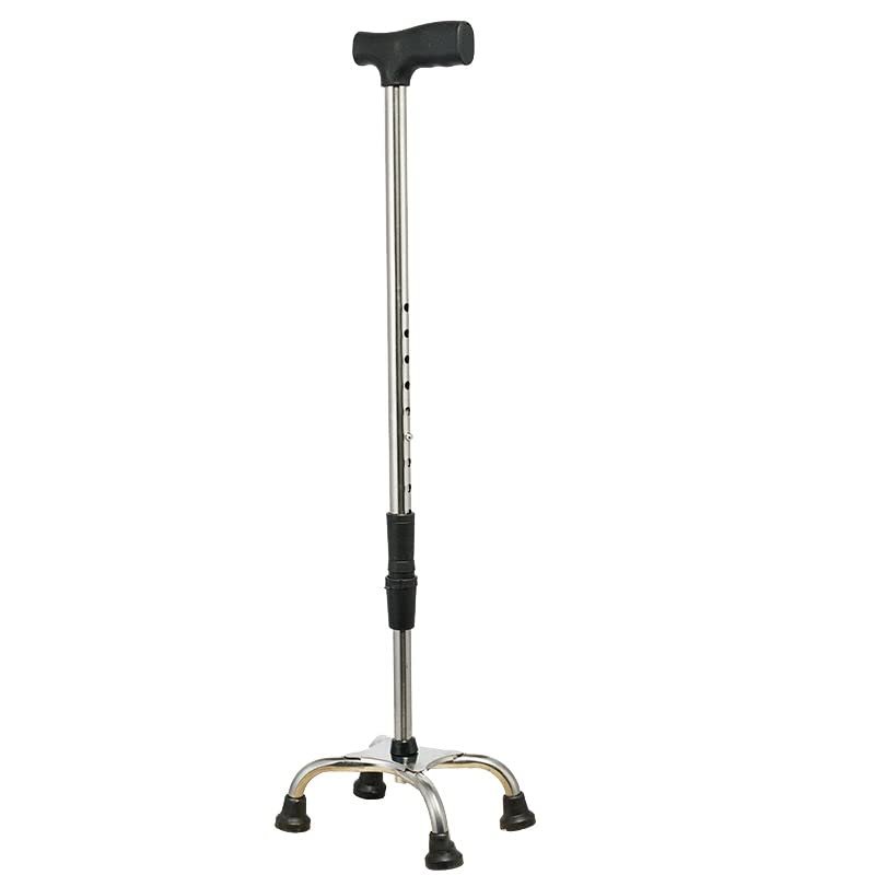 BiiKoon Quad Cane, Lightweight Stainless Steel, 9 Height Settings, 4-Leg Walking Stick