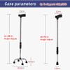 BiiKoon Quad Cane, Lightweight Stainless Steel, 9 Height Settings, 4-Leg Walking Stick view 2