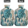 2 L Hot Water Bottle with Cover, Vintage Sea Turtle view 4