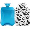 2 L Hot Water Bottle with Cover, Black Bat Pattern view 1