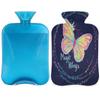 2 L Hot Water Bottle with Cover, Butterfly Print, for Bed Warming and Period Pain Relief view 1