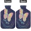 2 L Hot Water Bottle with Cover, Butterfly Print, for Bed Warming and Period Pain Relief view 4