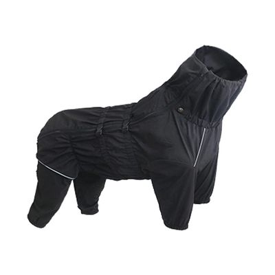 ACSUZ Waterproof Reflective Dog Raincoat, Black, M