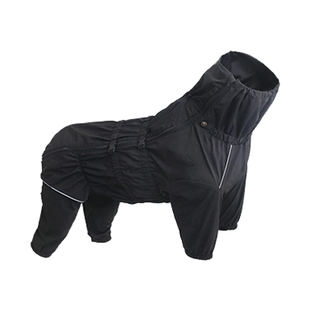 ACSUZ Waterproof Reflective Dog Raincoat, Black, M
