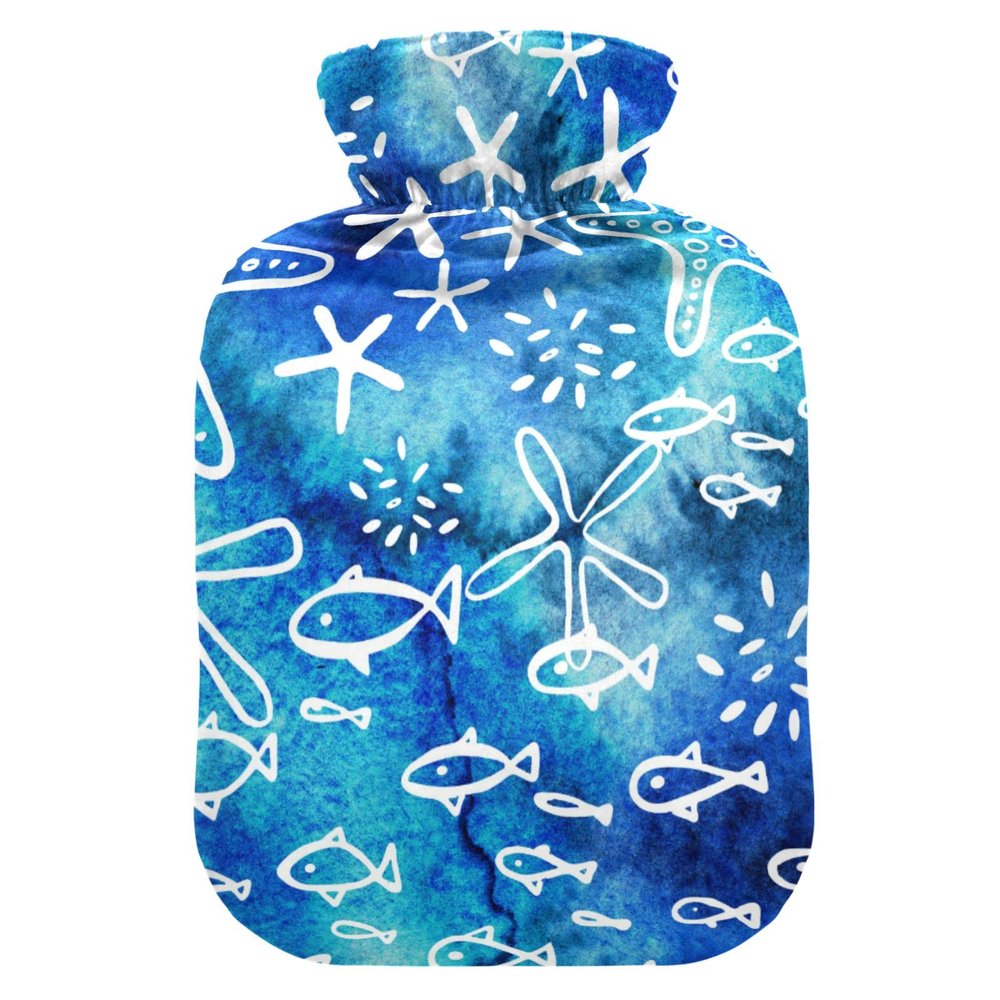 Mnsruu 2 L Hot Water Bottle with Soft Cover, Starfish Pattern