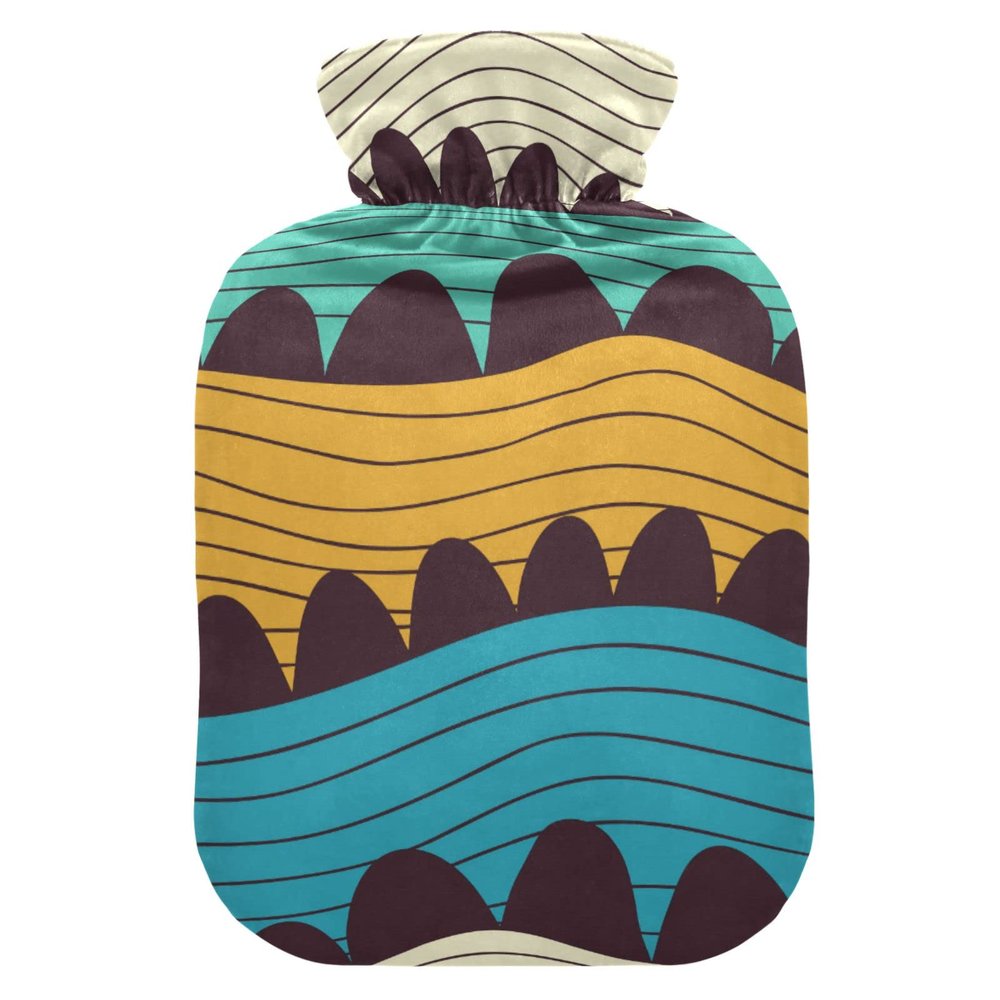 Mnsruu Hot Water Bottle with Soft Striped and Circle Cover, 2 L