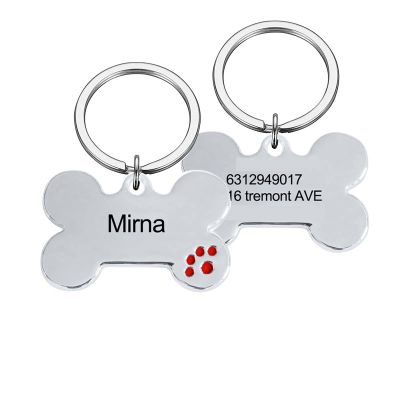 Engraved Personalized Pet ID Tag, Bone Red