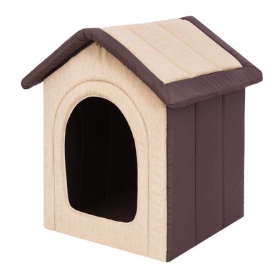 Indoor Dog/Cat House with Removable Roof, Beige/Brown, 52 x 46 x 53 cm