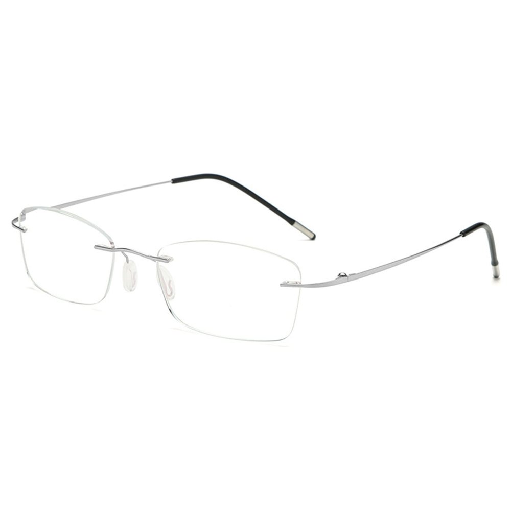 Lanomi Rimless Blue-Light-Filtering Reading Glasses, Silver, +2.5