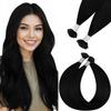 Easyouth Keratin Bonding Extensions, Human Hair, Jet Black, Straight, #1, 35 cm, 50 g, 50 Bonds view 1