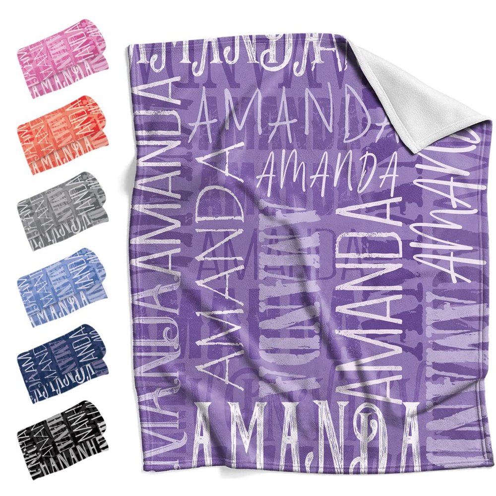 jfu Personalized Blanket for Children and Babies with Custom Name, for Boys, Girls, Mothers, and Grandmothers, Personalized Gift (70 x 100 cm)