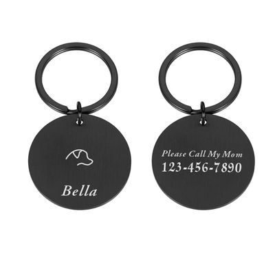 Personalized Pet ID Tag, Black, 20 mm