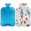 2L Hot Water Bottle with Cover for Pain Relief, Space Cartoon Rocket, Planets and UFOs, PVC Cold and Hot Water Bag for Cold and Heat Therapy, Menstrual Cramps, Foot and Hand Warmer view 1