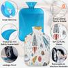 2L Hot Water Bottle with Cover for Pain Relief, Space Cartoon Rocket, Planets and UFOs, PVC Cold and Hot Water Bag for Cold and Heat Therapy, Menstrual Cramps, Foot and Hand Warmer view 3