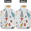 2L Hot Water Bottle with Cover for Pain Relief, Space Cartoon Rocket, Planets and UFOs, PVC Cold and Hot Water Bag for Cold and Heat Therapy, Menstrual Cramps, Foot and Hand Warmer view 4