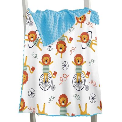 Aeromdale Fleece Throw, Soft Plush Baby Blanket, Polyester, Pongee Lion Pattern, Receiving Blanket for Boys, Girls and Toddlers, Car Seat, Crib, 150 × 110 cm, Blue, 1 Piece