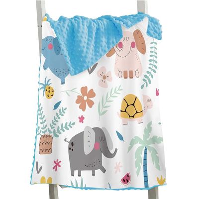 Aeromdale Soft Plush Fleece Baby Blanket with Elephant Pattern, Blue, 150 x 110 cm, 1 pc