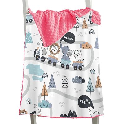 Aeromdale Soft Plush Fleece Baby Blanket, Elephant Pattern, Pink, 150 x 110 cm, 1 Count