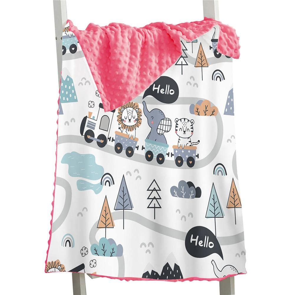 Aeromdale Soft Plush Fleece Baby Blanket, Elephant Pattern, Pink, 150 x 110 cm, 1 Count