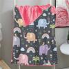 Aeromdale Soft Plush Fleece Baby Blanket, Elephant Pattern, Pink, 150 x 110 cm, 1 Count view 2
