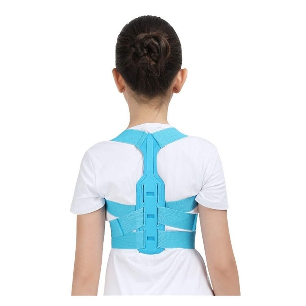 Kids' Adjustable Posture Corrector Back Support Belt, Orthopedic Brace, Blue, Small
