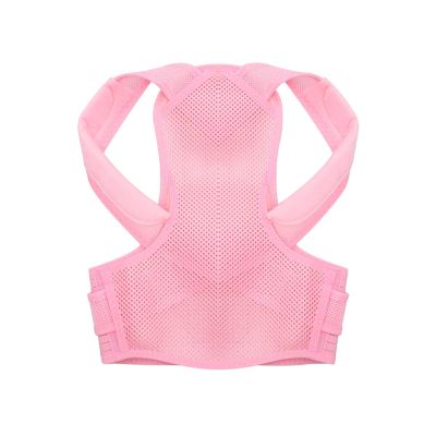 Invisible Adjustable Breathable Back Support and Posture Corrector for Women (Pink, Large)