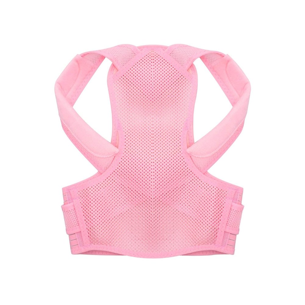 Invisible Adjustable Breathable Back Support and Posture Corrector for Women (Pink, Large)