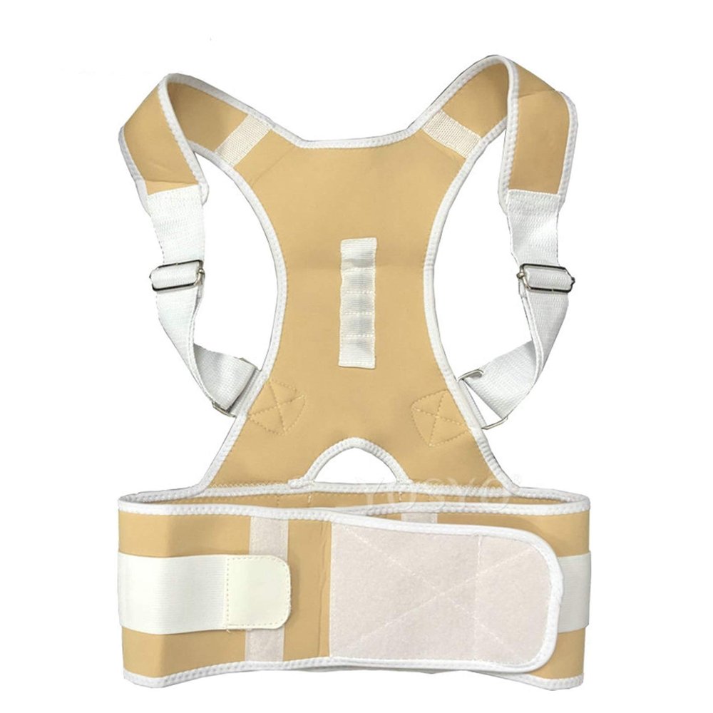 Magnetic Field Therapy Posture Corrector Adjustable Shoulder and Back Support Brace, Beige, XX-Large