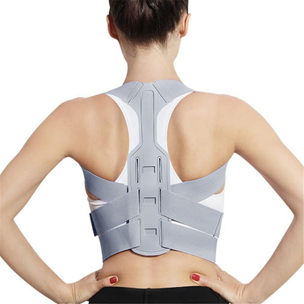 Adjustable Back Posture Corrector Brace, Gray, Size S