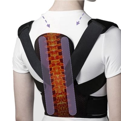 Adjustable Posture Corrector Shoulder, Waist and Back Support Brace, 2-Plate, Black, Size L
