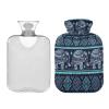 Hot Water Bottle with Cover, Indian Floral Elephant, 1 L, Transparent view 2