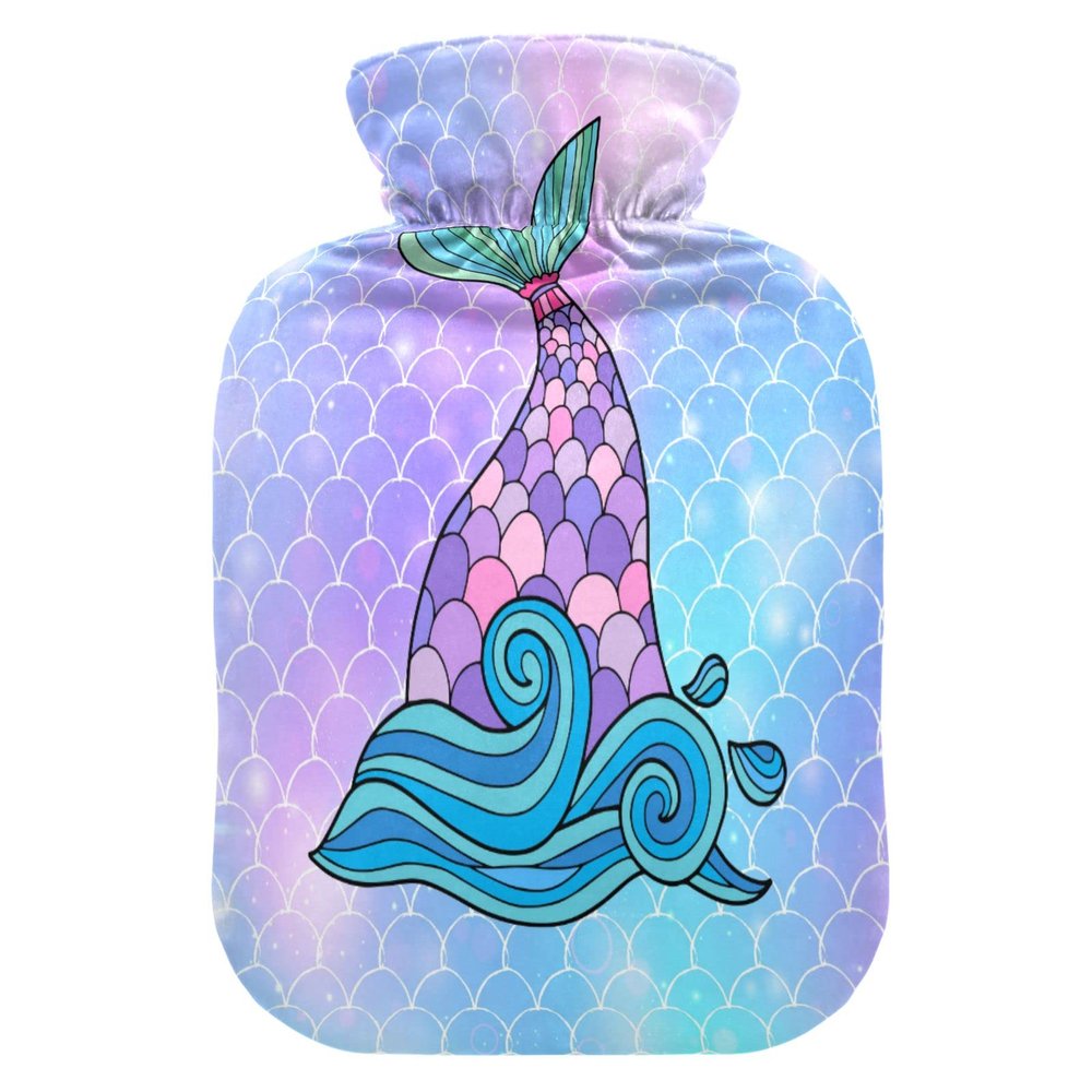 Sea Fish Mermaid Tail Hot Water Bottle with Cover, 1 L, Transparent