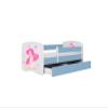 Baby Bed 80 x 160 cm, Blue with Drawer, Mattress Included, Butterfly Fairy Motif view 2