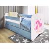Baby Bed 80 x 160 cm, Blue with Drawer, Mattress Included, Butterfly Fairy Motif view 3